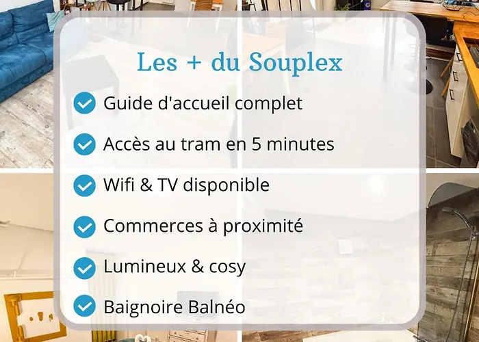 Le Souplex - Baignoire Balneo & Cosy - Acces Tram Proche - Commerces A Proximite *